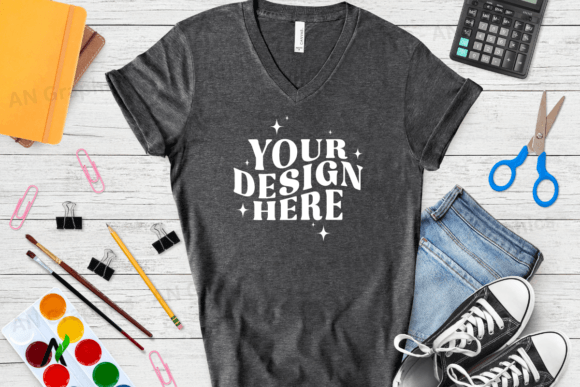 Bella Canvas 3005 V-Neck Mockup - 023