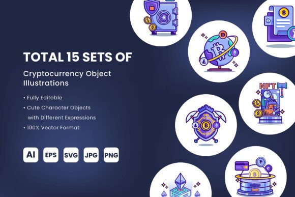 Cryptocurrency Object Illustration and Back To School Object Illustration: A Fusion of Art and Innovation